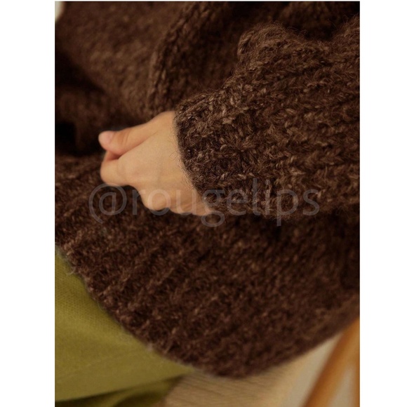 Brown Knit Oversized Pullover Turtleneck Sweater - Picture 5 of 10